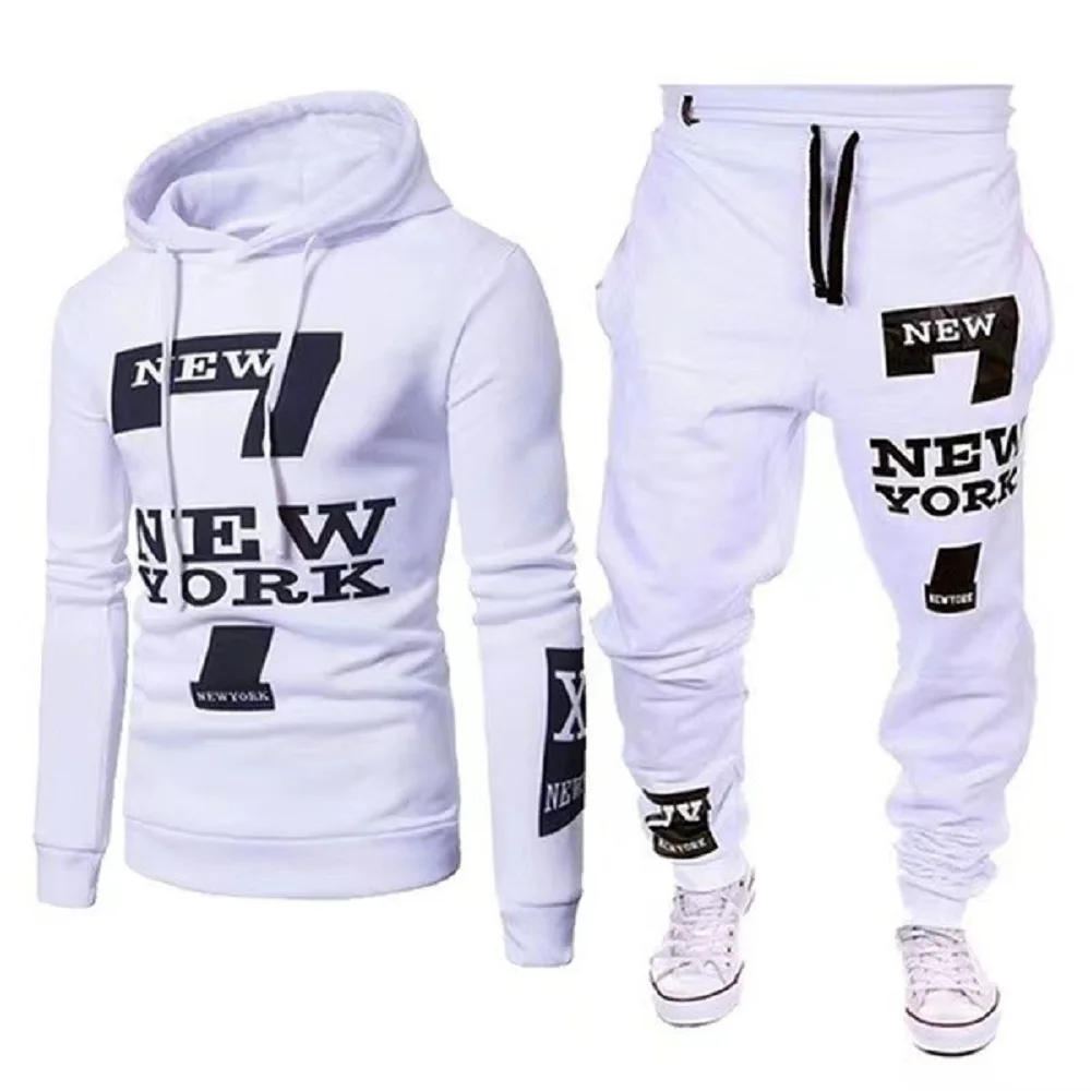 Classic Hoodies Trousers Sets New York Men's Tracksuits Casual Sweatshirt Sweatpants Suits Number Printed Hooded Sportswear