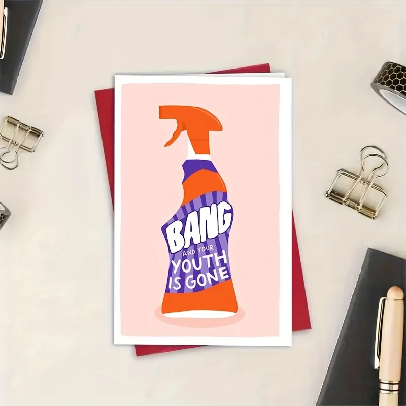 1PC BANG And Your Youth Is Gone Card You\'re Old Card Funny Birthday Card Sarcastic Rude Card Greeting Card With Envelope