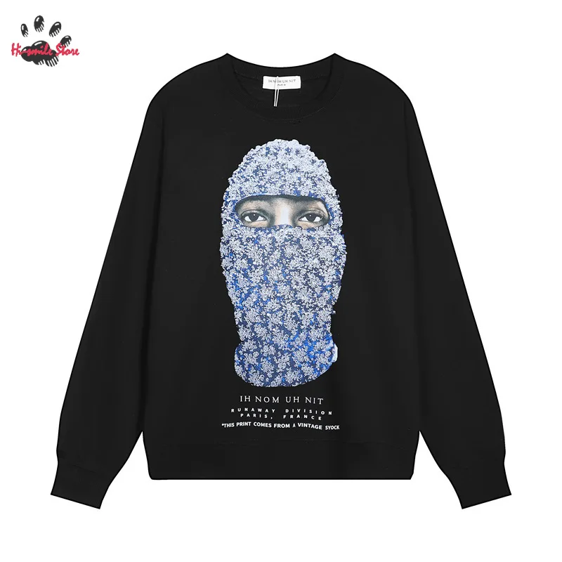 

Black White Oversized Streetwear Cotton O-Neck 2024FW IH NOM UH NIT Hoodies Pullover Sweatshirts Men Woman