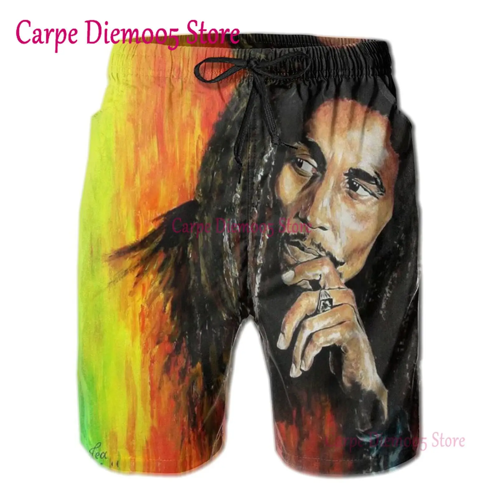 Short de bain unisexe Bob Marley, pantalon court décontracté, impression 3D, mode amusante, short de planche, été, hommes