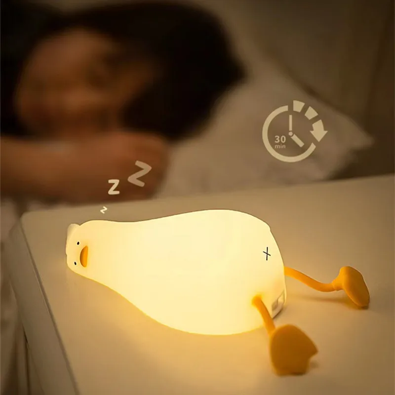 

Led Night Light Duck Nightlights USB Rechargeable Cartoon Silicone Lamp Patting Switch Children Kids Bedroom Decor Birthday Gift