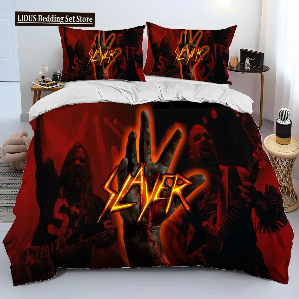 

Slayer Heavy Metal Band Music Comforter Bedding Set,Duvet Cover Bed Set Quilt Cover Pillowcase,King Queen Size Bedding Set Gift