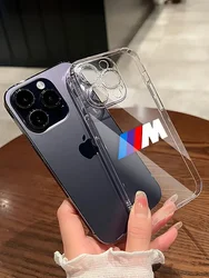 Luxury Clear Phone Case for IPhone 11 12 13 14 Pro Max XR X XS SE 7 8 Plus For BMW M Performance 1 3 5 7 Series M3 M4 M5 M6 X1