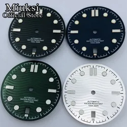 Miuksi 31mm black blue green silver watch dial 6 oclock date luminous fit NH35 movement