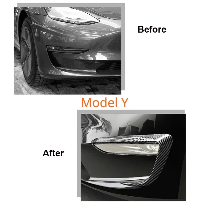 Copertura paraurti anteriore per Tesla Model 3 Y sopracciglio Wind Knife fendinebbia Sticker ABS Spoiler Blade Trim modifica auto 2017-2023
