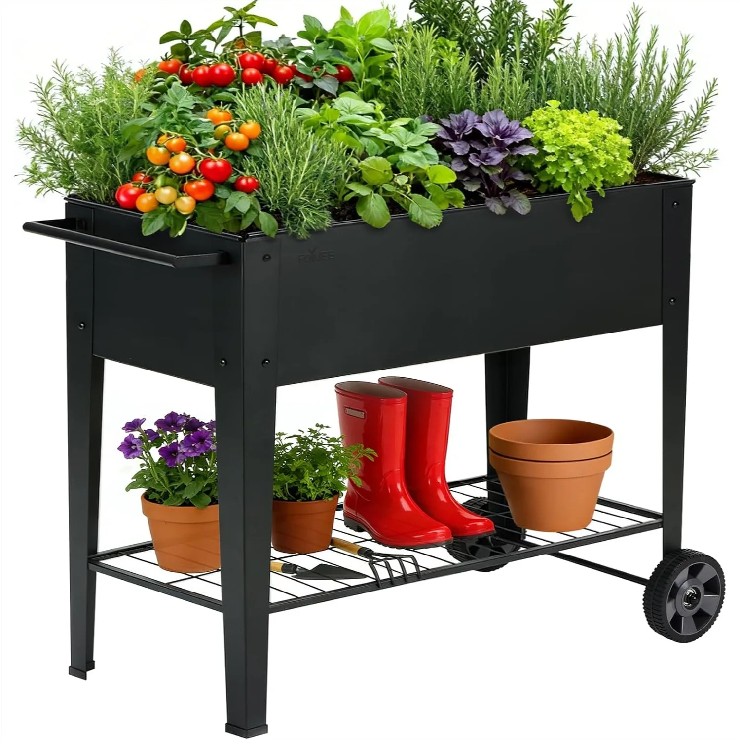 

31.5" Tall Raised Garden Bed with Wheels, Extra Wide Planter Box, Heavy Duty Metal for Vegetables, Herbs & Flowers, Patio &