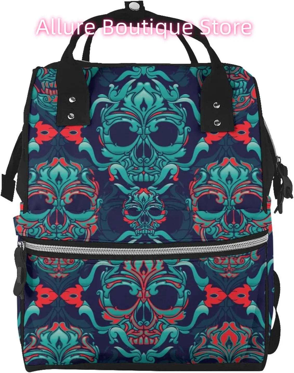 

Classic Skulls Totem Diaper Bag Backpack for Women Large Capacity Nappy Bag Multifunction Waterproof Mummy Backpacks for Mom Dad