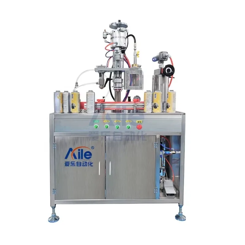 Aile Semi-auto Aerosol Spray Spray Paint Manual Filling And Sealing Machine 700BPH Liquid Filling Crimping