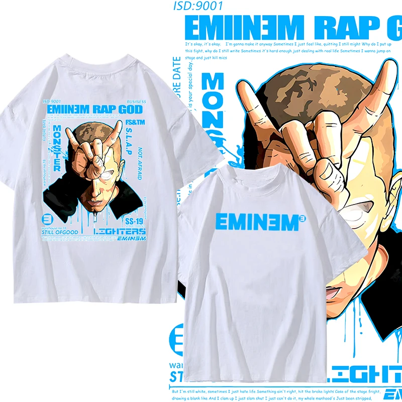 Eminem Classic Printed T-shirt Hip Hop Rap Fashion Unisex Tumblr Shirt Fashion Hip Hop O-Neck T Shirt Tops Japanese Short Sleeve