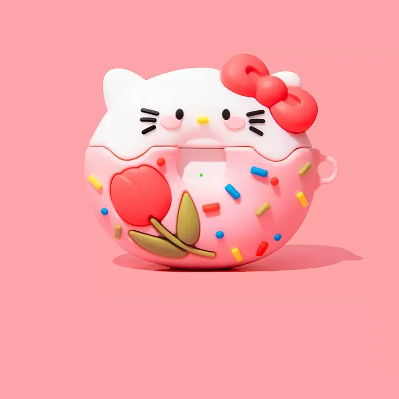 

Sanrio Kawaii Hello Kitty donut Earphone case anime Airpods case Cute case Silicone soft Airpods case For Airpods 1,2,3,Pro,Pro2