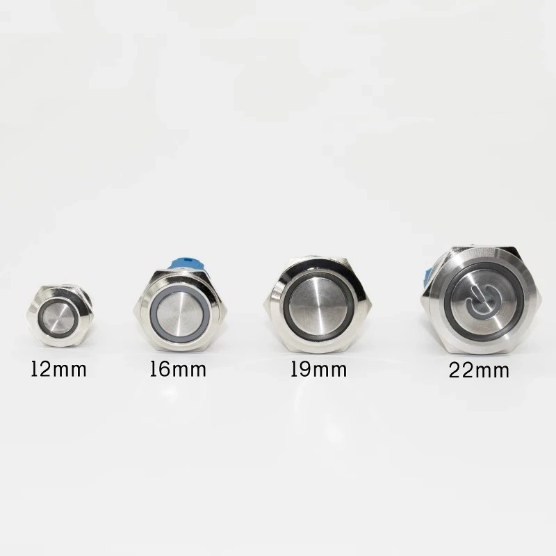1PCS 12/16/19/22MM LED metal button waterproof button automatic check point self-locking switch car modification