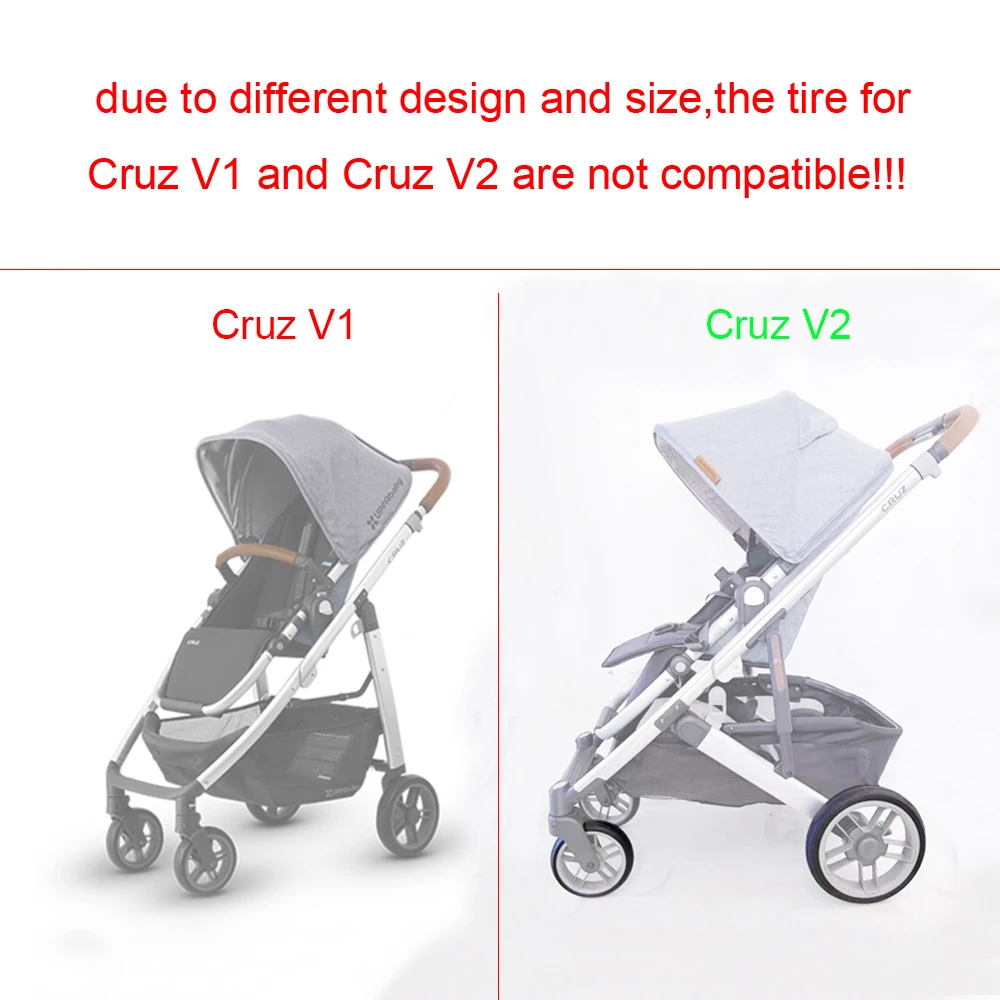 Kinderwagen-Rad-Reifen, jeweils für Uppababy Cruz V1/V2 Buggy Vorder- oder Hinterreifenabdeckung, PU, schlauchlos, direkter Ersatz, Baby-Zubehör – Detail 2