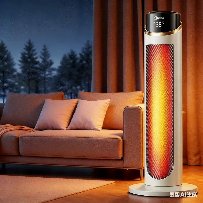 Midea Graphene Electric Heater, Home Use, Vertical Design, Suitable for Bathroom and Bedroom, Energy-Saving and Fast Heating.