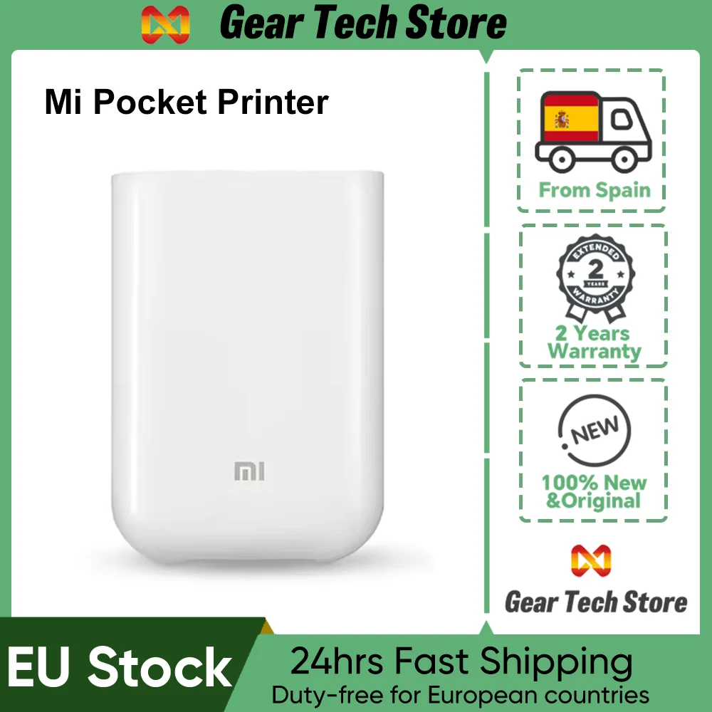 Originele Xiaomi Mi draagbare fotoprinter, 300 dpi, draadloos, Bluetooth-compatibel, voor persoonlijke bedrukking, eenvoudig te delen, slimme mobiele mini-printer.