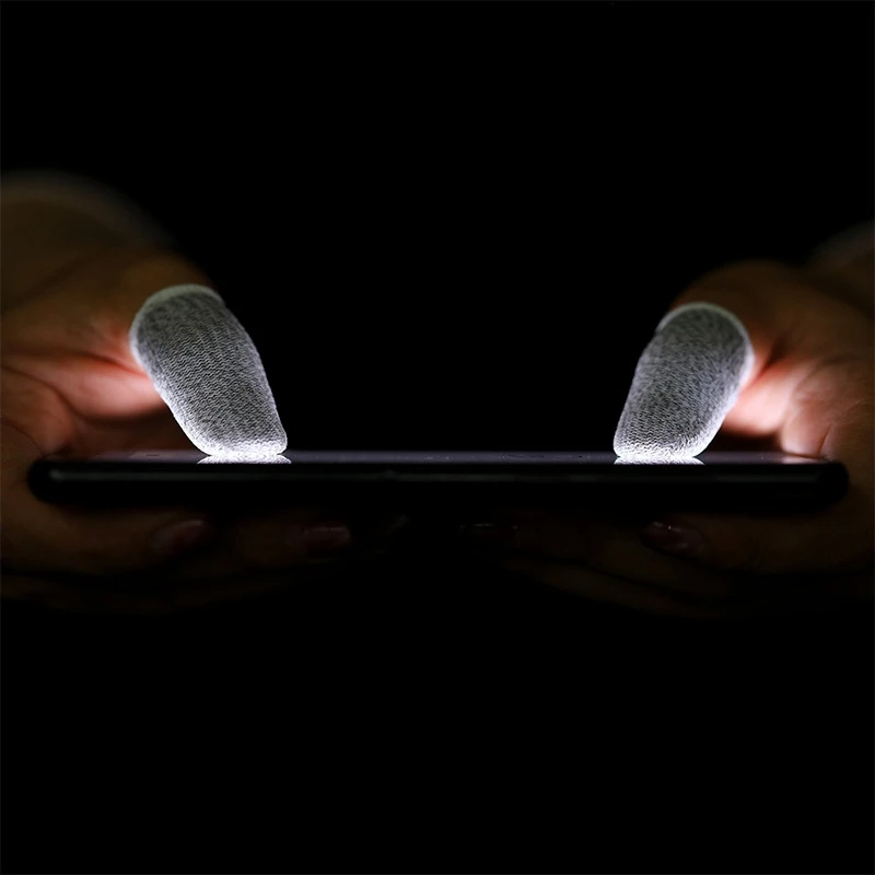 B31B White Carbon Fiber Gaming Finger Sleeves for PUBG Mobile, 12 Pcs, 0.7mm Ultra-Thin, Sweat Proof