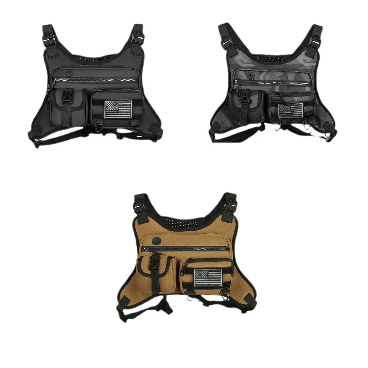 Front Sports Chest Bag with Adjustable Waterproof Men Women Sling Bag Chest Cross Body Travel Sport Shoulder Backpack