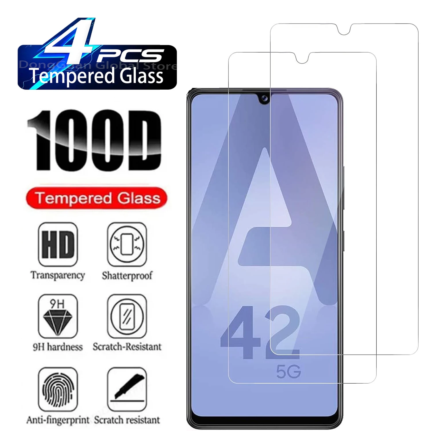 

For Samsung Galaxy A42 5G,9H Tempered Glass Film 2/4Pcs HD Screen Protector
