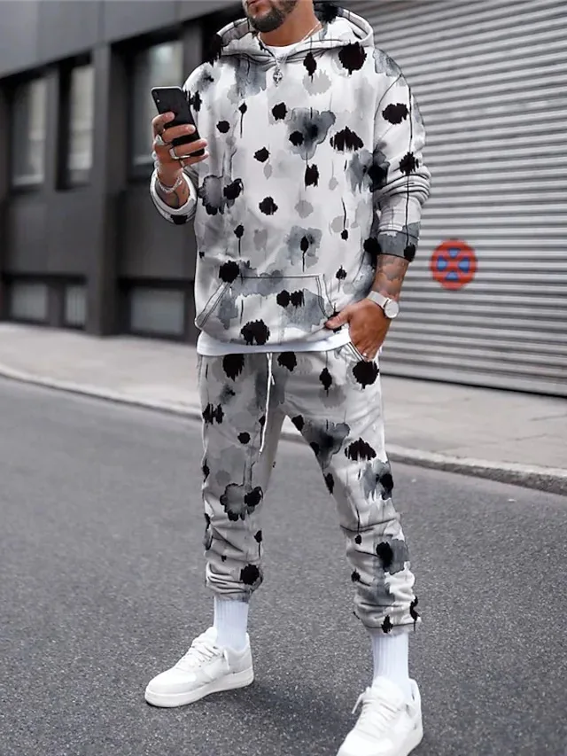 Stippen 3D Gedrukt Hoodie Pak Herfst Mannen Casual Sweatshirts Hoodies Joggingbroek Mode Tweedelige Trainingspak Set Man Kleding