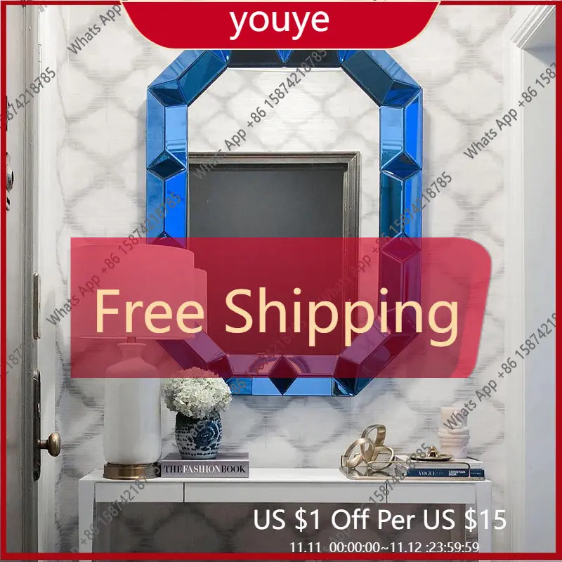 H Light Mirror Red Sun Glass Flower Luminous Wall-mounted Washing Table Cloud Net Light Luxury Mini Mirror Master Dressing Mirro