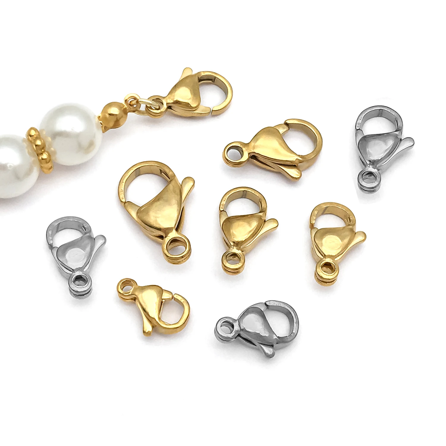 20 piezas de conectores de gancho de garra con cierre de langosta de acero inoxidable para pulsera DIY, collar, pendientes, accesorios para hacer joyas
