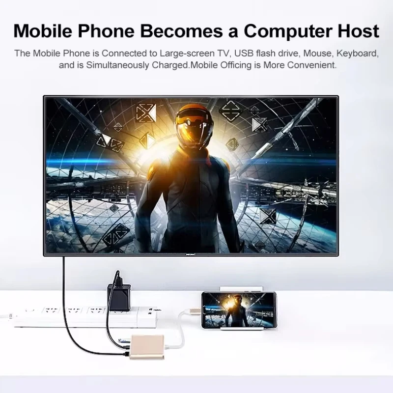 Adaptor pengisi daya 3 dalam 1, Usb C Hub jantan ke Hdmi wanita kompatibel dengan 4k Usb 3.1 tipe-c ke Usb 3.0 untuk konverter Macbook Air 12