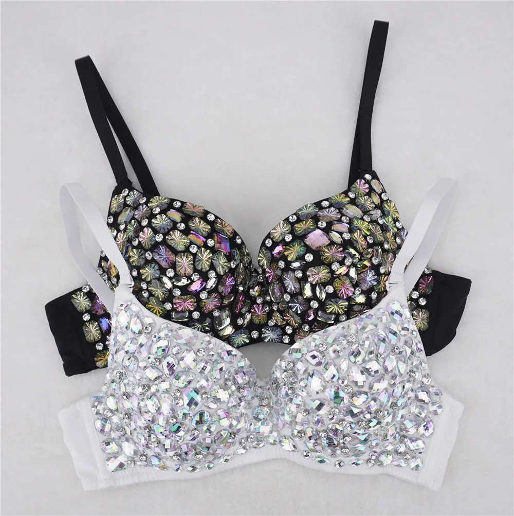

Shaping Bra Gem Color Diamond Heavy Fishbone Show Breast Y2k Stage Robe Party Focus Sexy Senior Halter Tank Top Female