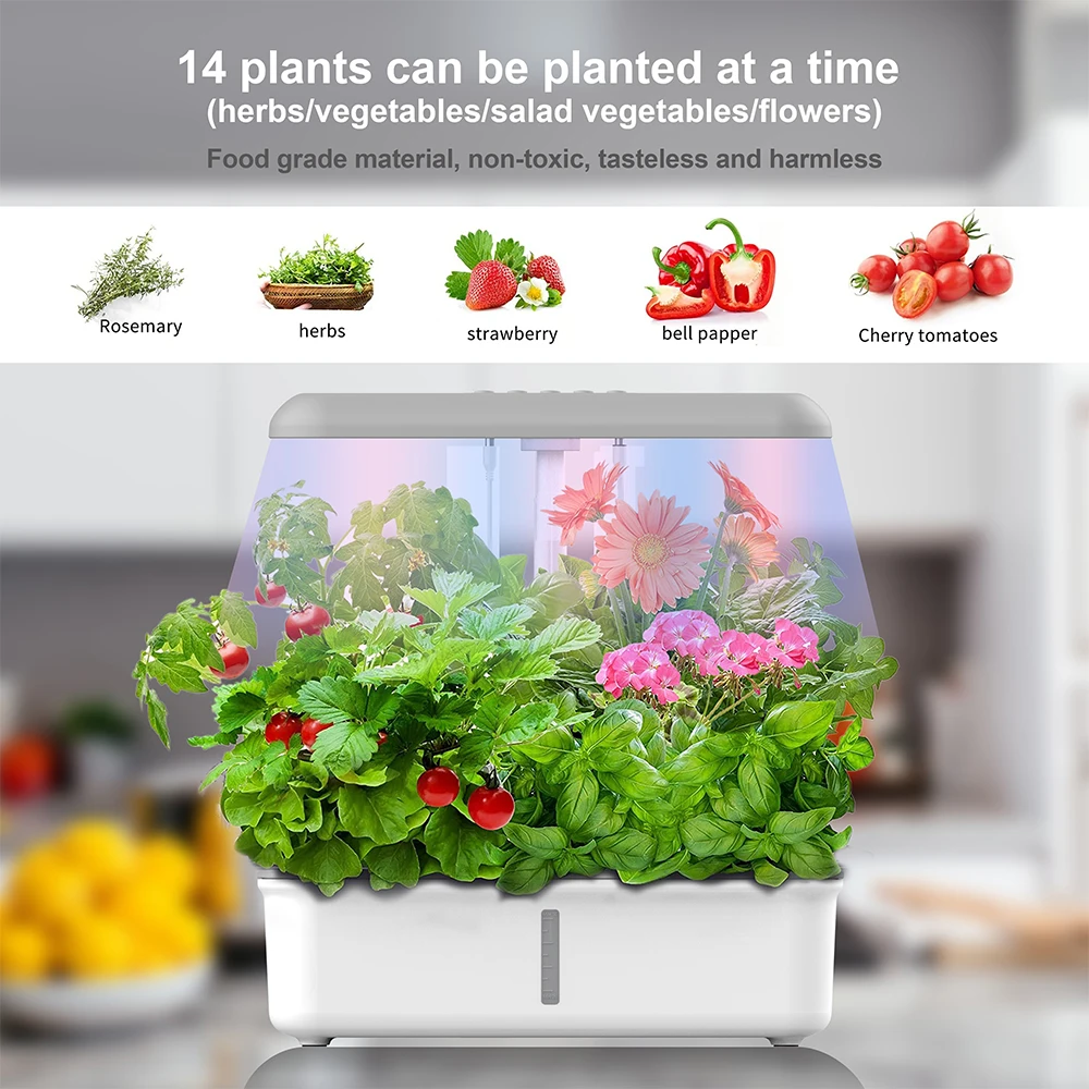 WIFI Hydroponics Growing System Hydroponic Cultivator Garden Vegetables Flowers Herb Grow Kit with LED Grow Light Planter 14-POT