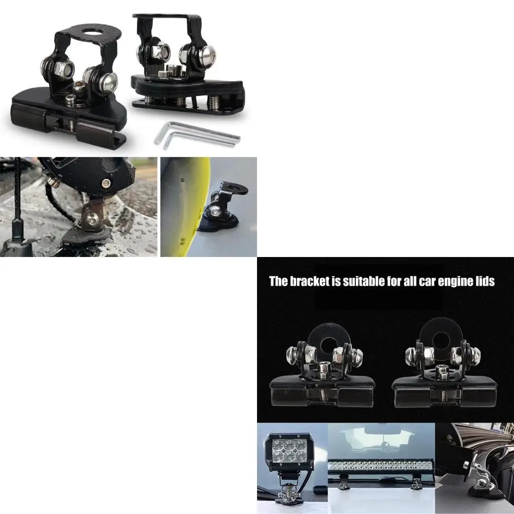 F1CF Pair Of Car Hood Light Mounting Brackets Adjustable 360 Degree Rotating Car Hood  Light Brackest for Visibility