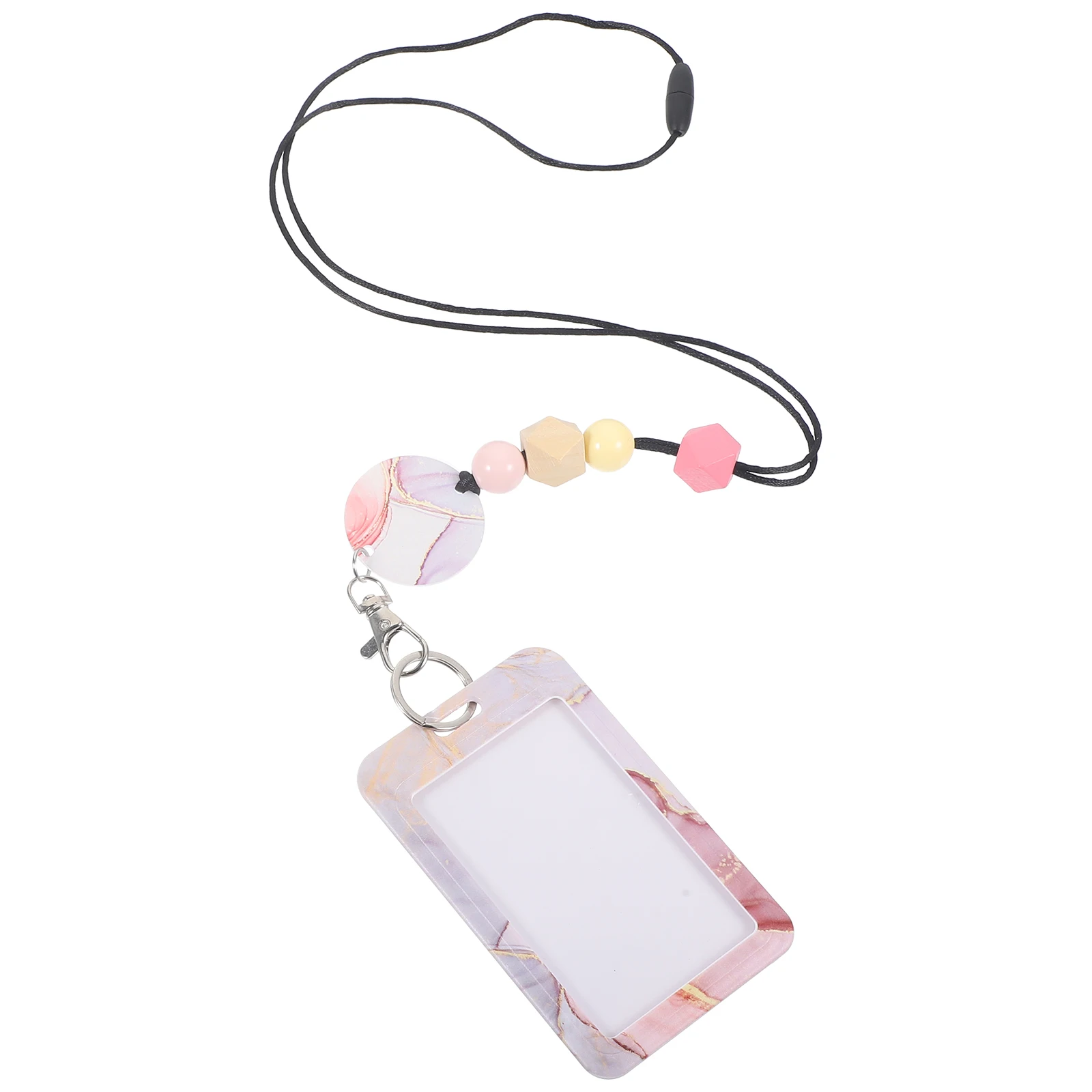 

Beaded Lanyard Clamp Work Cards Cover Lanyards Holder Protector Id Holders Abs Badge with