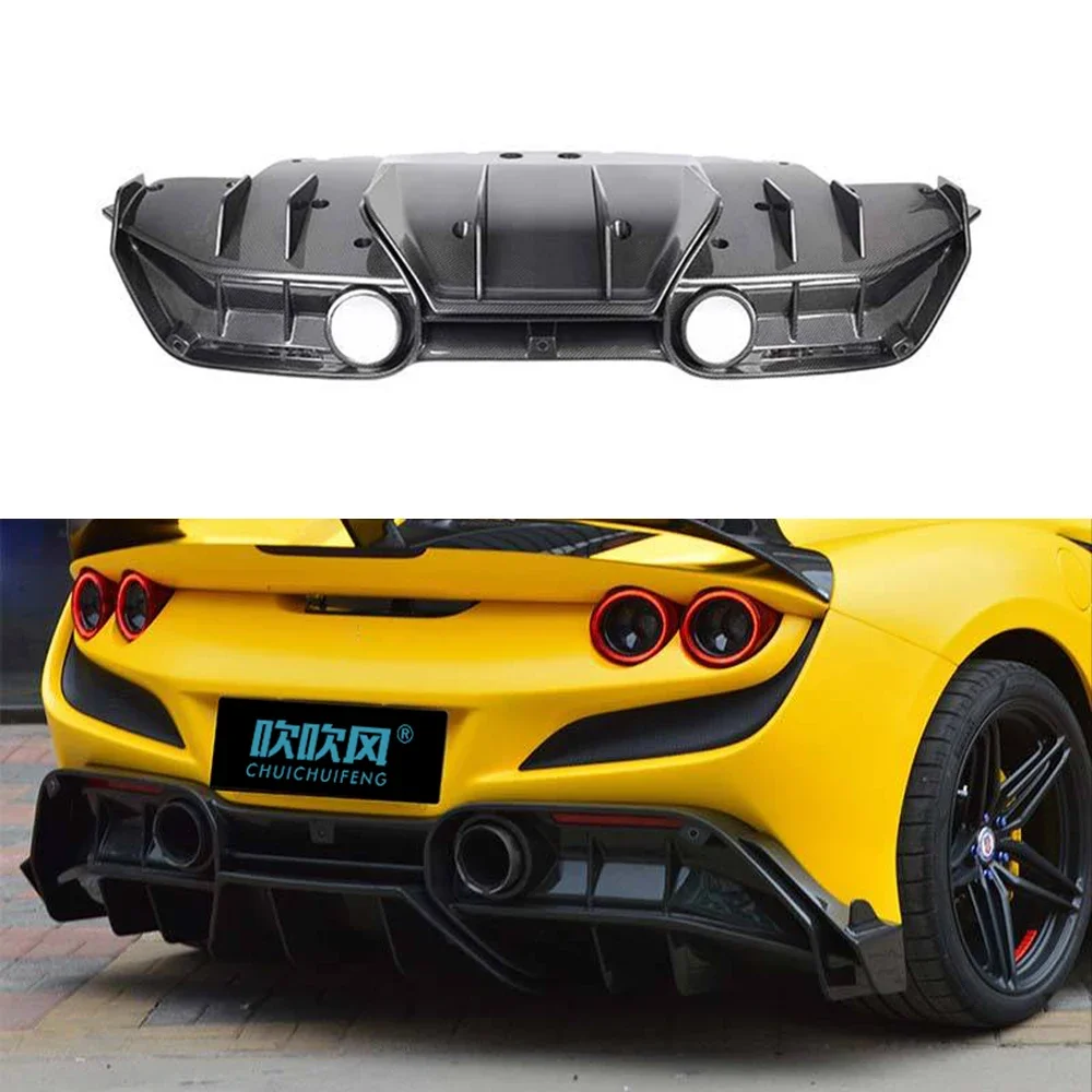 For Ferrari F8 Dry Carbon Fiber Side Skirts Rear Lip Corner Front Lip Spoiler Rear Diffuser Air Vents Body Kit Car Accessories 3