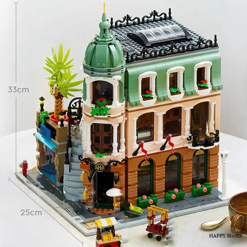 Creative Street View Boutique Hotel Building Blocks 10297 Architecture Model Moc Assemble Bricks Toy Gift For Children Kid Adult