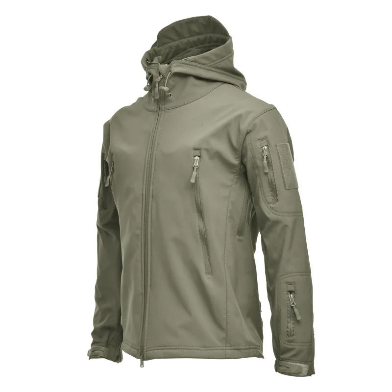 2024 New Military Waterproof Jacket Men's jacket Outdoor Soft Shell Fleece Women's Windproof Breathable Thermal Hooded