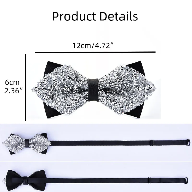 Men Adult Bowtie Shiny Fashion Wedding Party Formal Gift Multicolor Adjust Neck Bow Tie