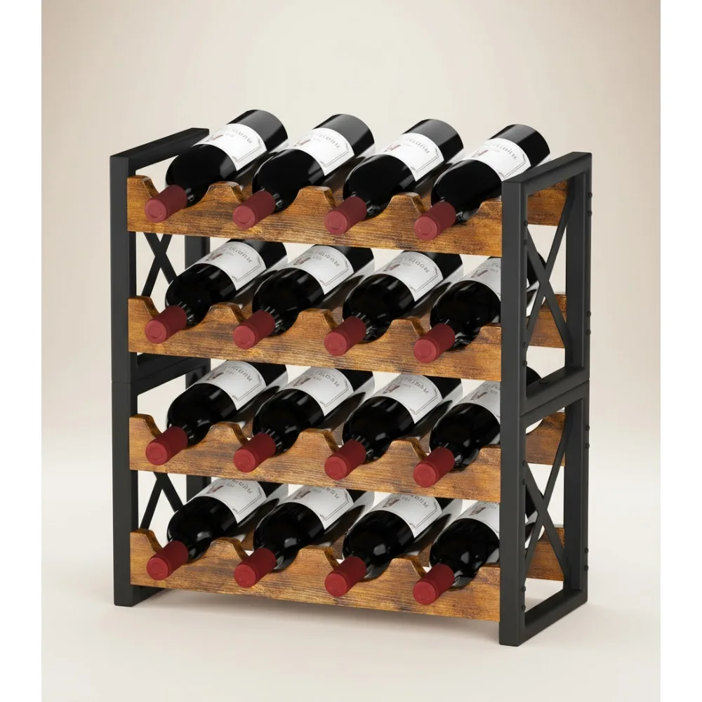 

Штабелируемый деревянный органайзер для винной стойки 2-в-1 — вмещает 16 бутылок для кухонного бара