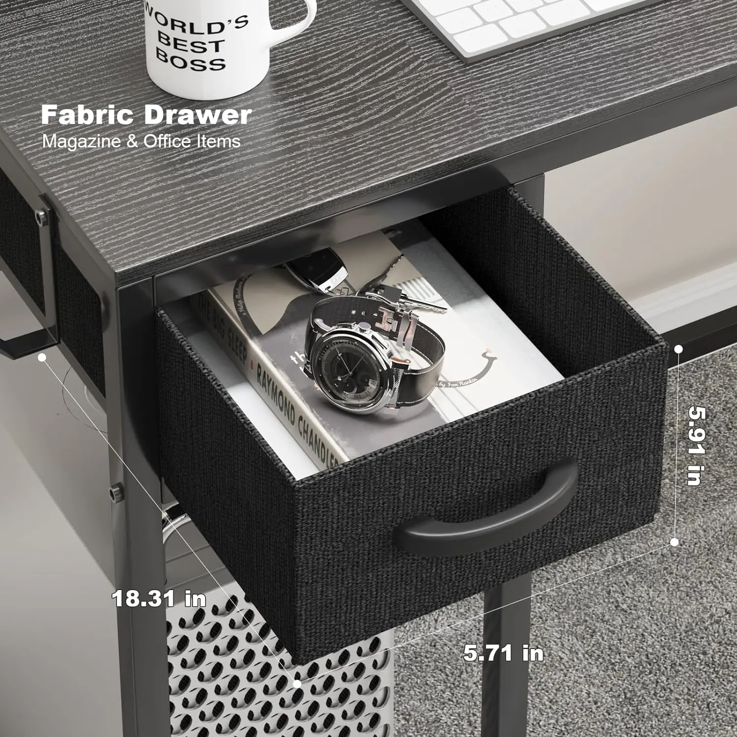 L Shaped Gaming Desk with Power Outlet & LED Light, Corner Gaming Desk with Hook & Monitor Stand Computer Desk with Drawer