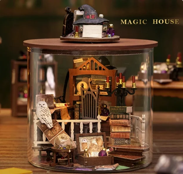 DIY handmade Hut แก้วประกอบฉากบ้าน Magic House การผลิตสร้างสรรค์ของขวัญวันเกิดน่ารัก Dream ขวด Series