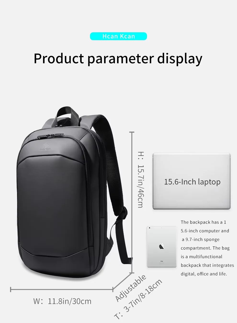 HK High-Quality Business Commuter Backpack Expandable Waterproof Laptop Backpack Men’s Large-Capacity Business Travel Backpack