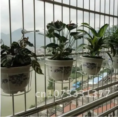 

Plant Stand Hanging Balcony Balcony Flower Pot Round Stand Outdoor Iron Bonsai Stand Railing Fence Window Ornaments Gondolas