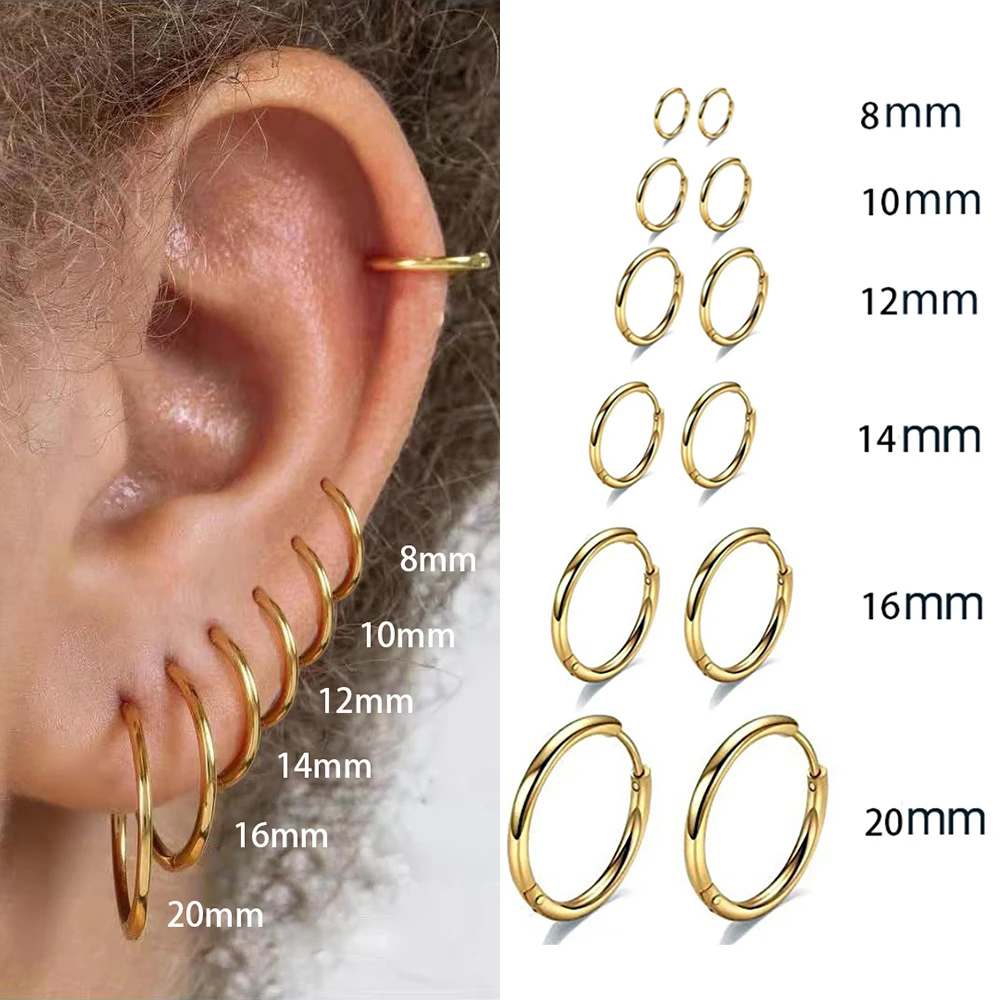 1 Pair 316L Stainless Steel Small Gold Silver Color Hoop Earrings for Women Tragus Cartilage Ear Bone Piercing Jewelry Gifts