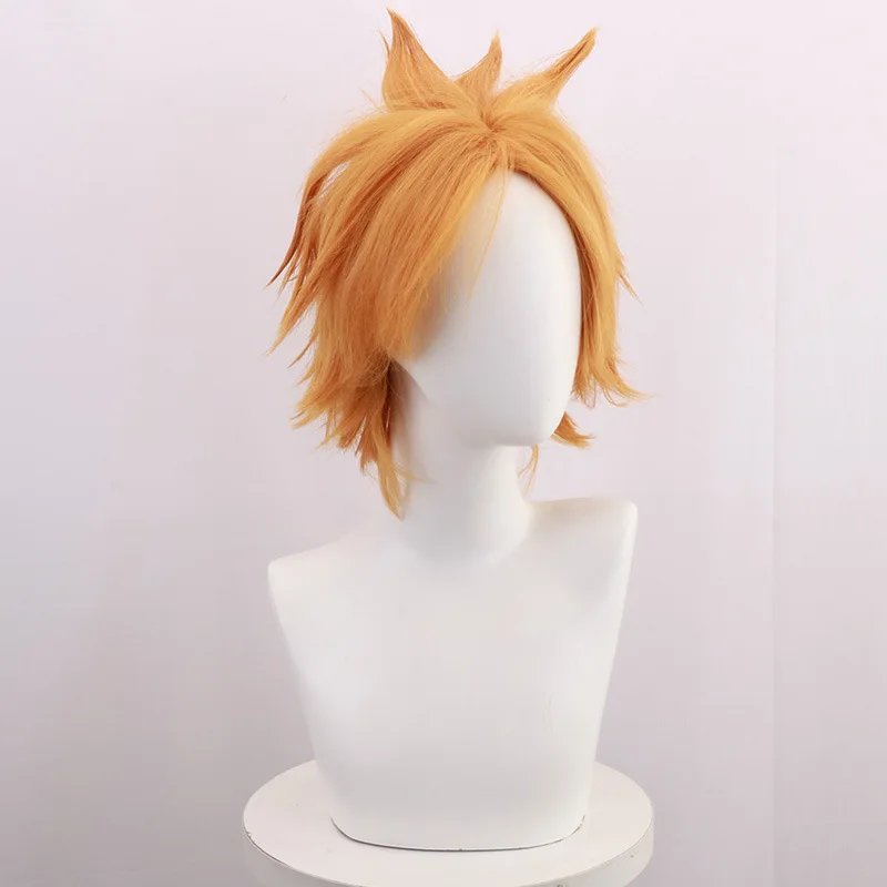 私のヒーロー学界カミナ電気カーキリバースカールコスプレウィッグ高温繊維アニメウィッグ