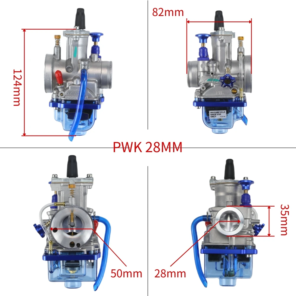 For KEIHIN KOSO OKO PWK 24 26 28 30 32 34mm Blue Bowl 2T 4T Scooter ATV Dirt Bike Universal Racing Carburetor With Power Jet