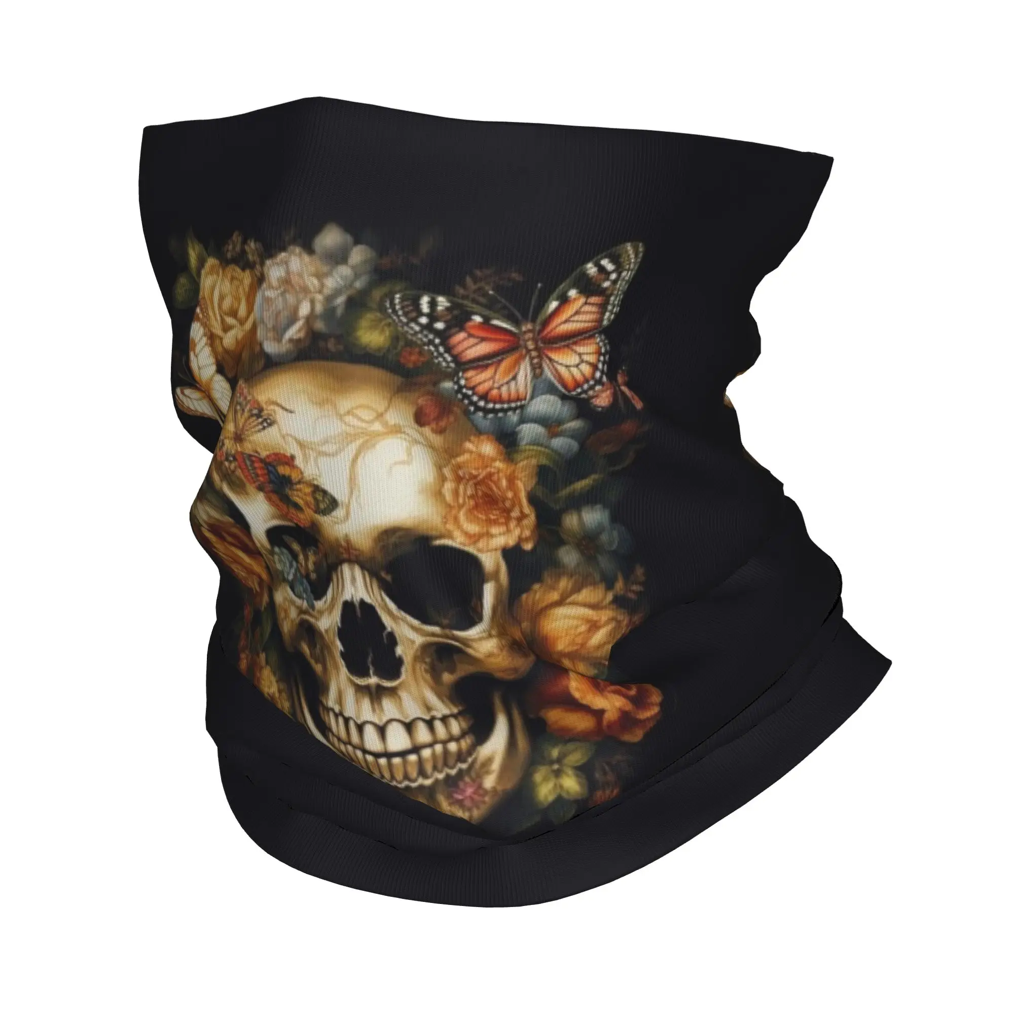 

Skull And Butterfly Design Bandana Neck Gaiter Printed Magic Scarf Multifunction Face Mask Riding Unisex Adult