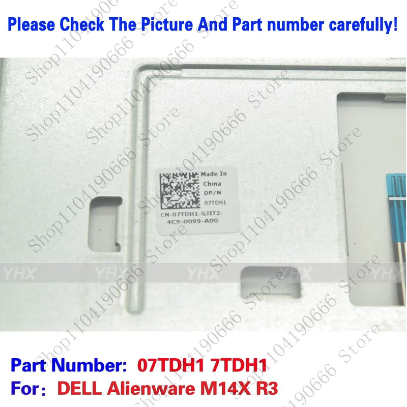 Nowa ramka przycisku touchpada do DELL Alienware M14X R3, numer części 07TDH1 7TDH1.