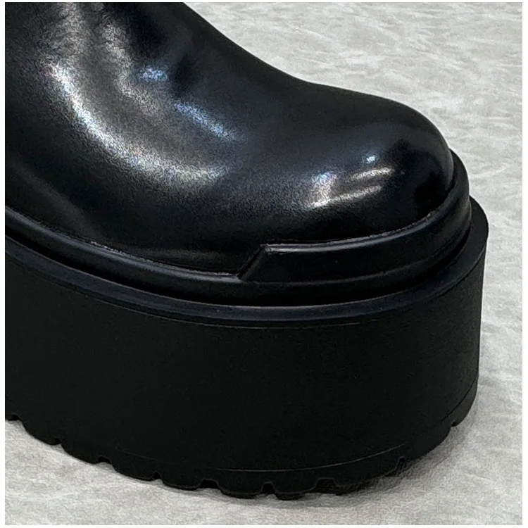 2025 Men's Short Height Increasing Ultra Thick Sole Chelsea Slip-On Platform Lightweight Thick Sole Height Increasing Boots
