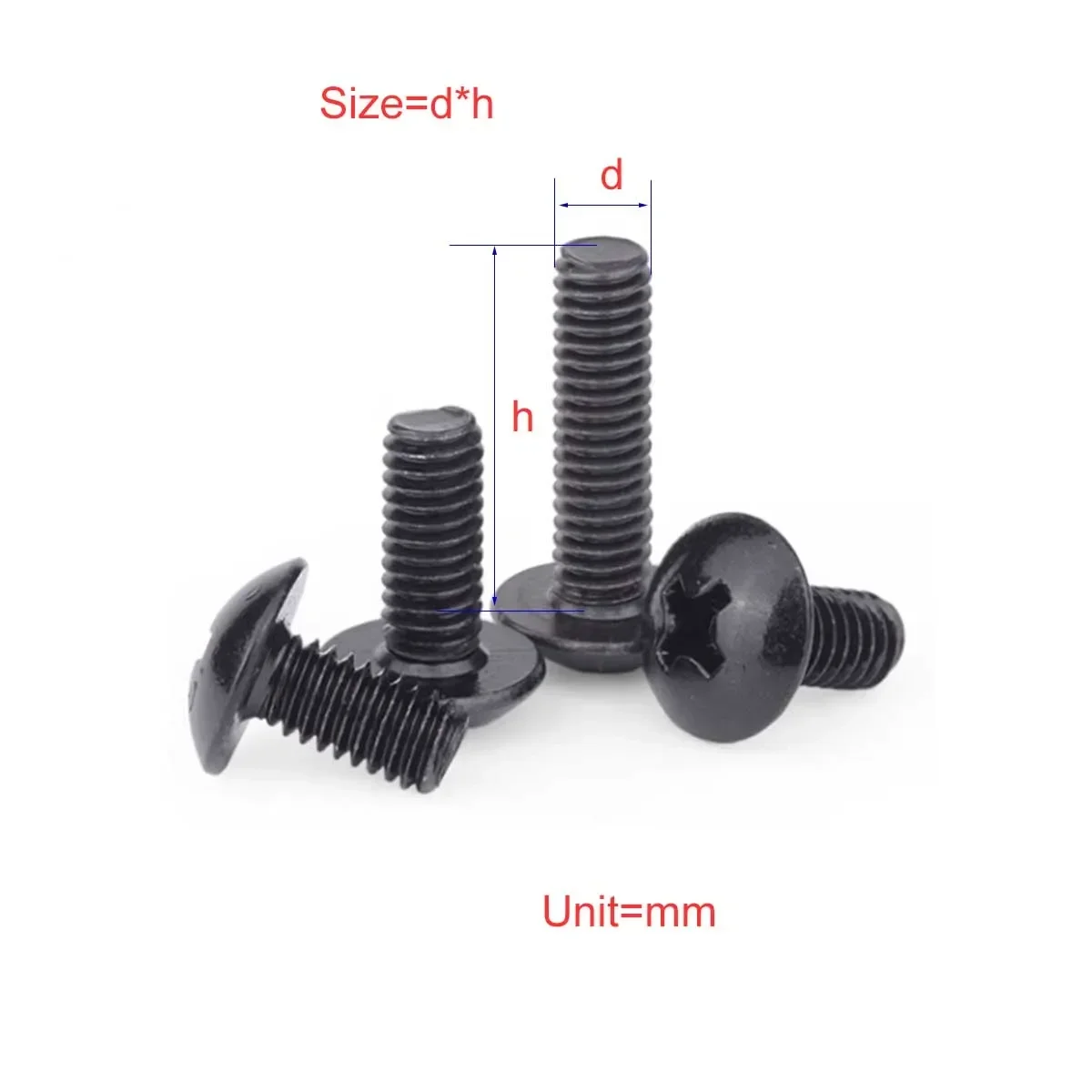 Black Flat Head Screw/Cross Mushroom Head Bolt M3M4M5M6M8