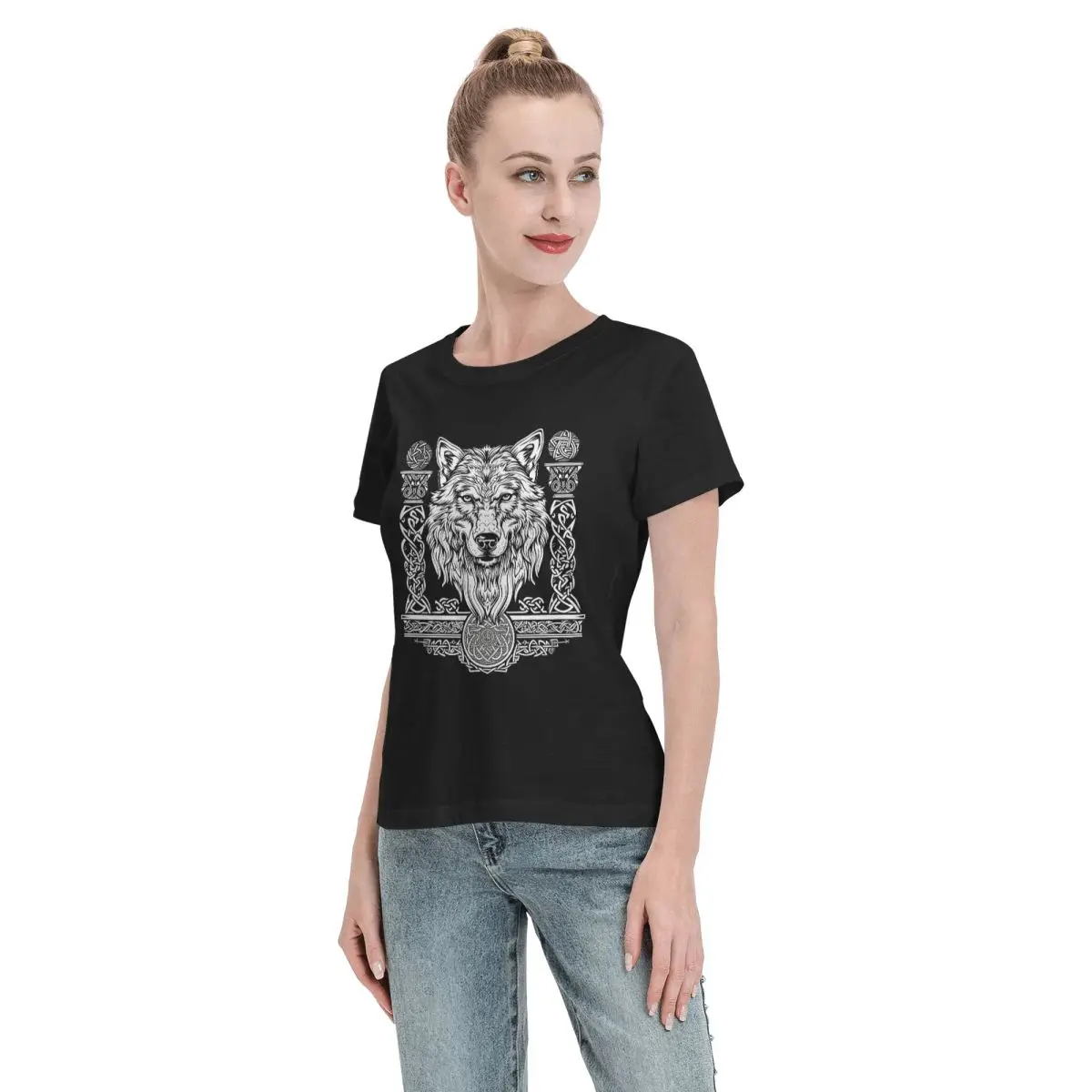 T-shirt nordique viking celtique pour femmes, col rond, streetwear, t-shirts pour femmes, hauts courts d'été