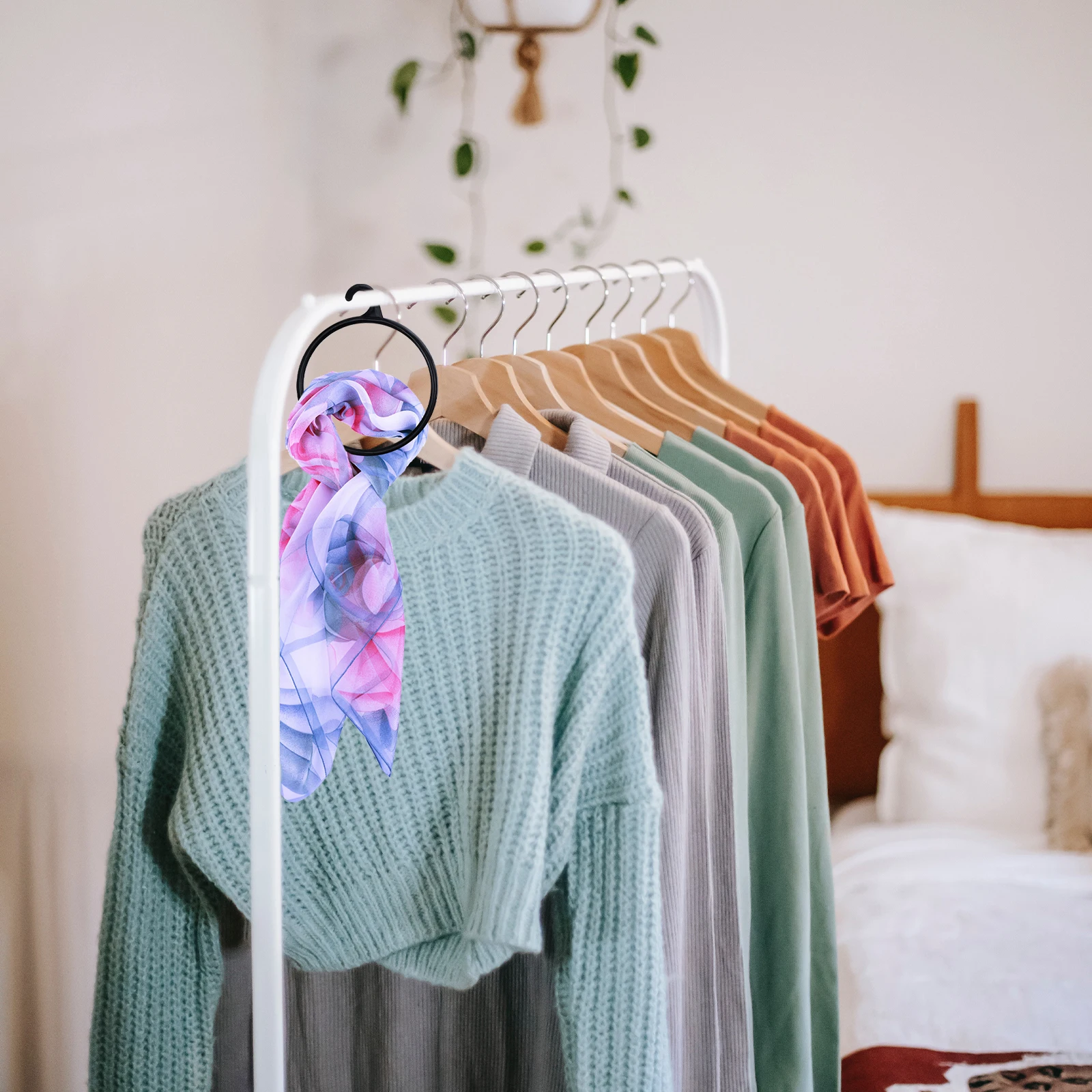 

40pcs Hooks Storage Storage Rack Rack Clothes Display Ring Necktie Scarf Holding Ring Scarf Hanger