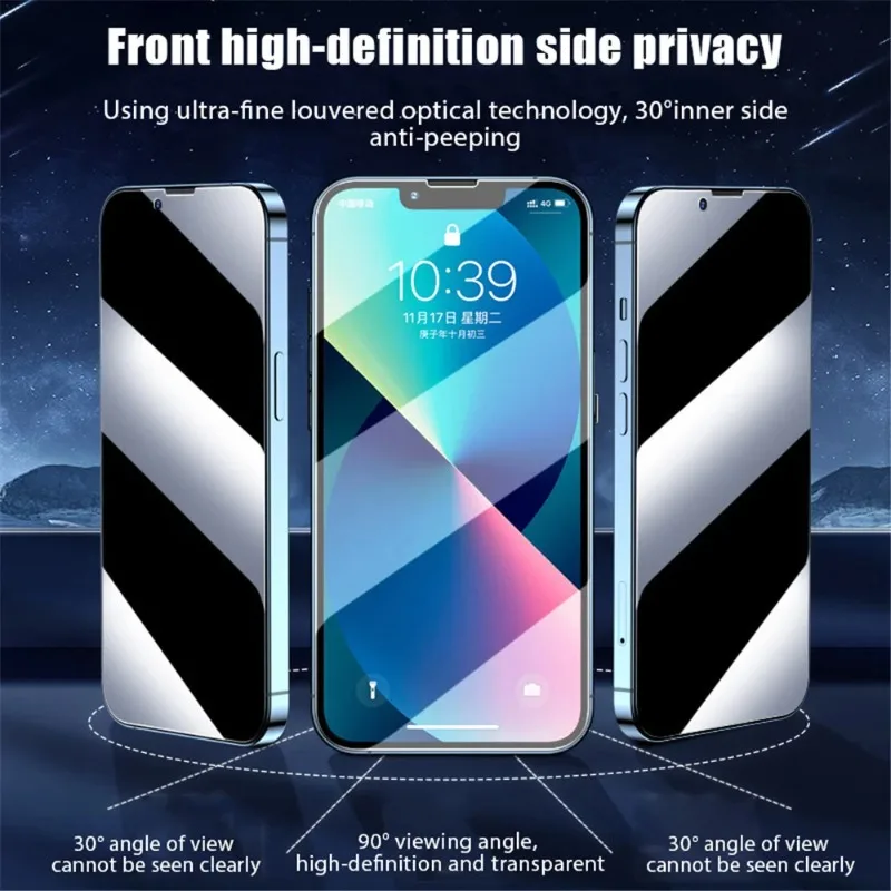 Protector de pantalla de privacidad antiespía para iPhone 17 16 15 14 13 12 11 Pro Max, película anti-miradas, 1/3 piezas 4