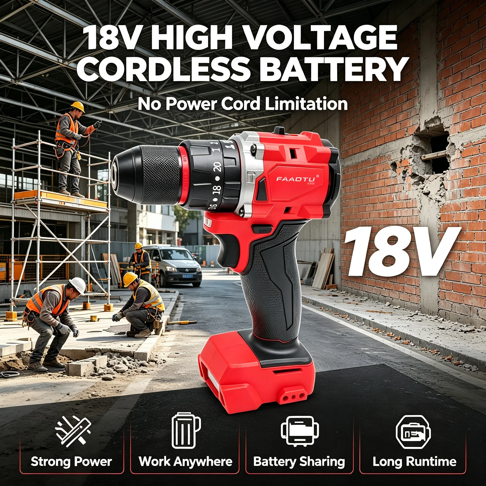 FAAOTU Drill Driver Same Operation&Outer Structure Compatible With MWQ Battery Bare Unit Suitable for MWQ 18v battery NO battery
