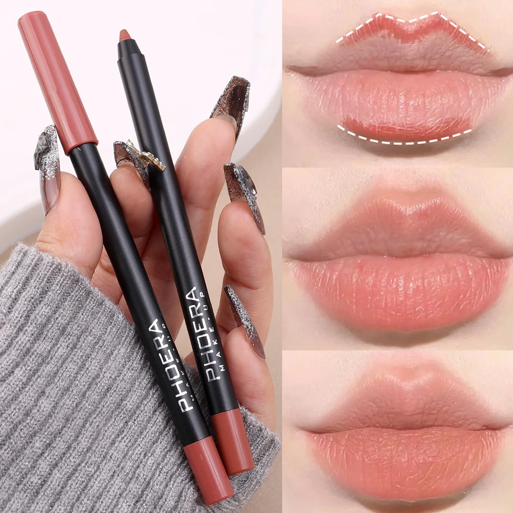 Lápiz Delineador de labios resistente al agua, lápiz labial de larga duración mate, tinte de contorno rojo Sexy, lápiz labial hidratante, maquillaje de labios, 12 colores